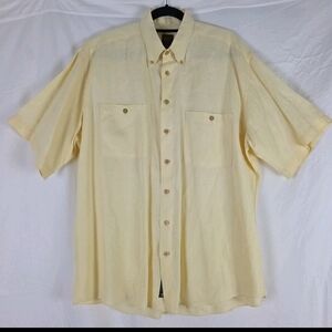 Scott Barber 100% Linen Shirt Sleeve Button-down Yellow Shirt Size 2XL XXL